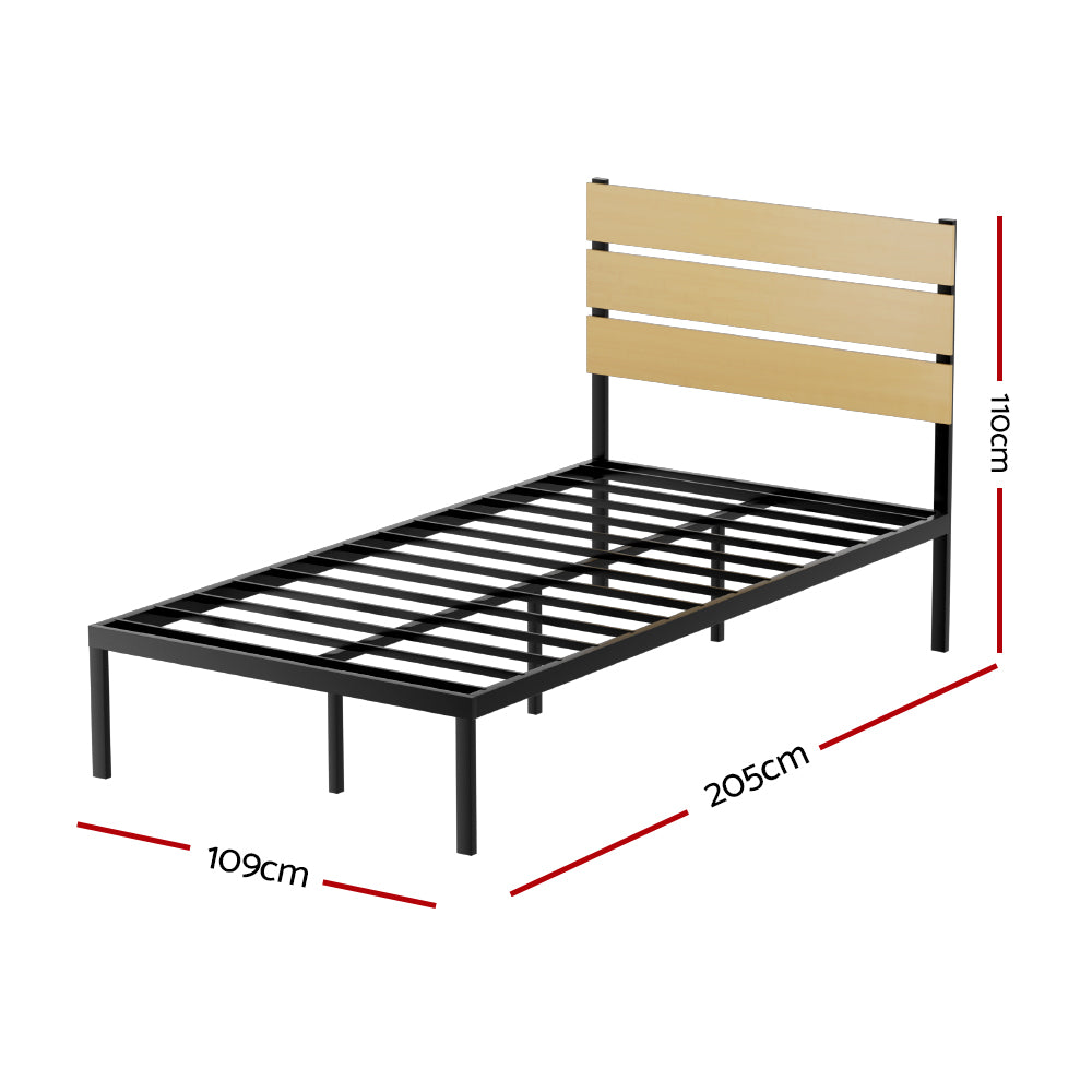 Artiss Bed Frame King Single Size Metal Base Mattress Platform Foundation PAULA-Furniture &gt; Bedroom-PEROZ Accessories