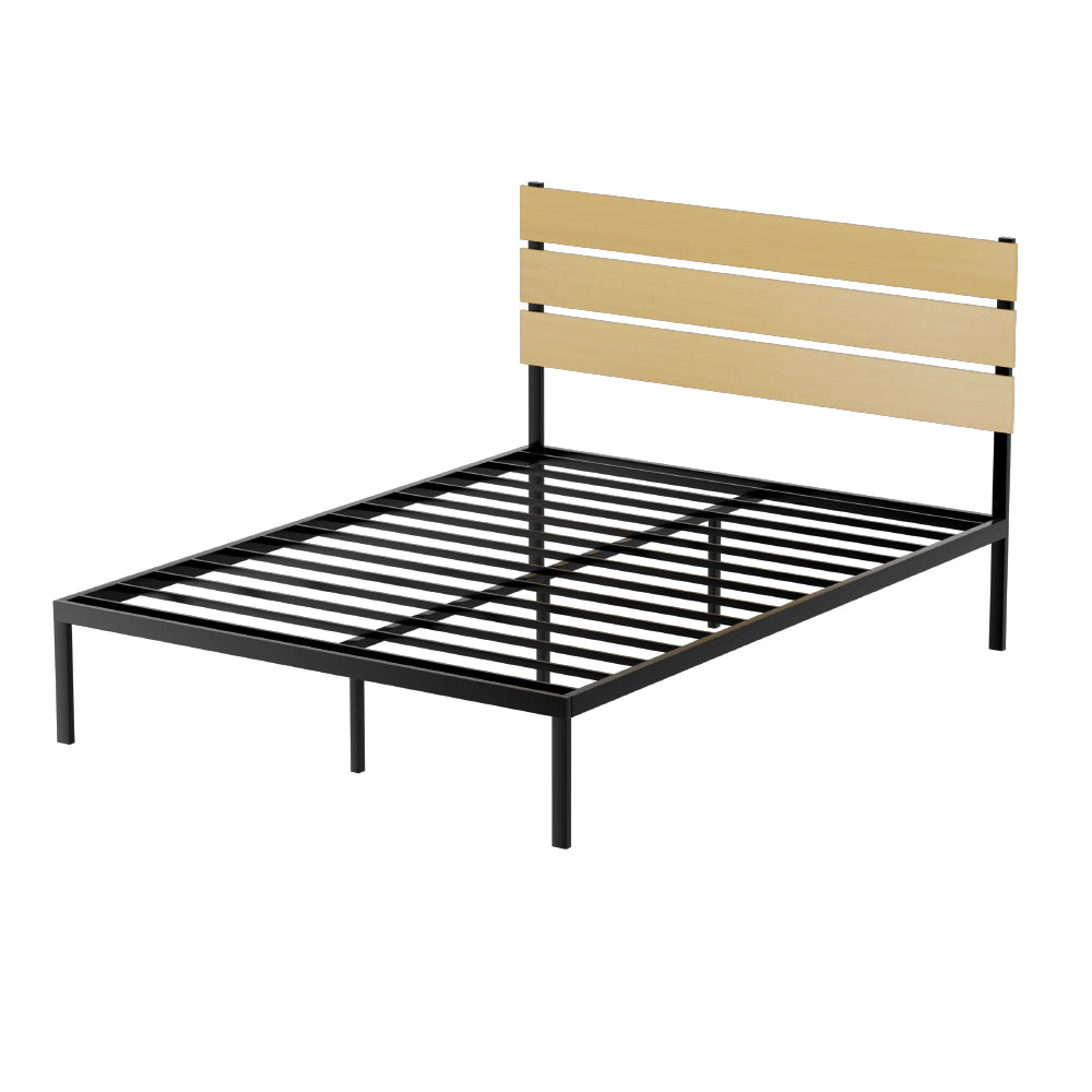Artiss Bed Frame Queen Size Metal Base Mattress Platform Foundation Black PAULA-Furniture &gt; Bedroom-PEROZ Accessories