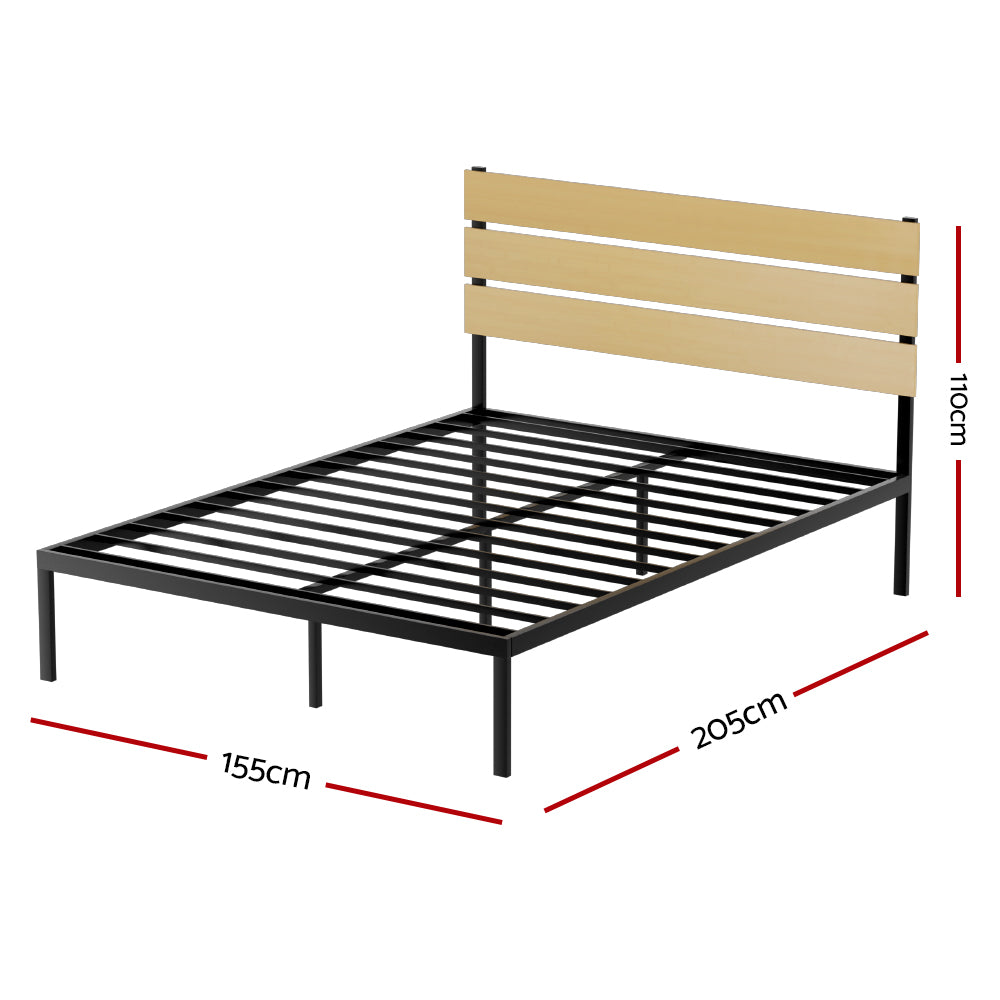 Artiss Bed Frame Queen Size Metal Base Mattress Platform Foundation Black PAULA-Furniture &gt; Bedroom-PEROZ Accessories