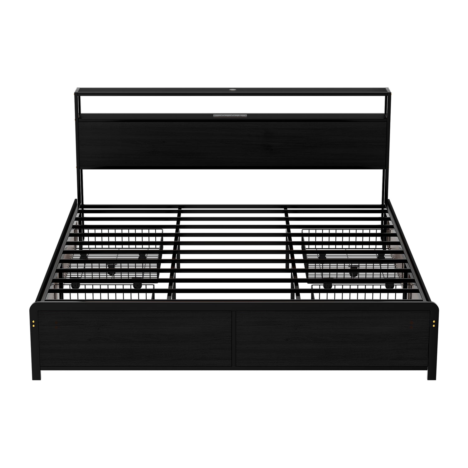 Artiss Metal Bed Frame King Size Storage Headboard Charge Station LED 4 Drawers-Furniture > Bedroom > Beds &amp; Bed Frames-PEROZ Accessories