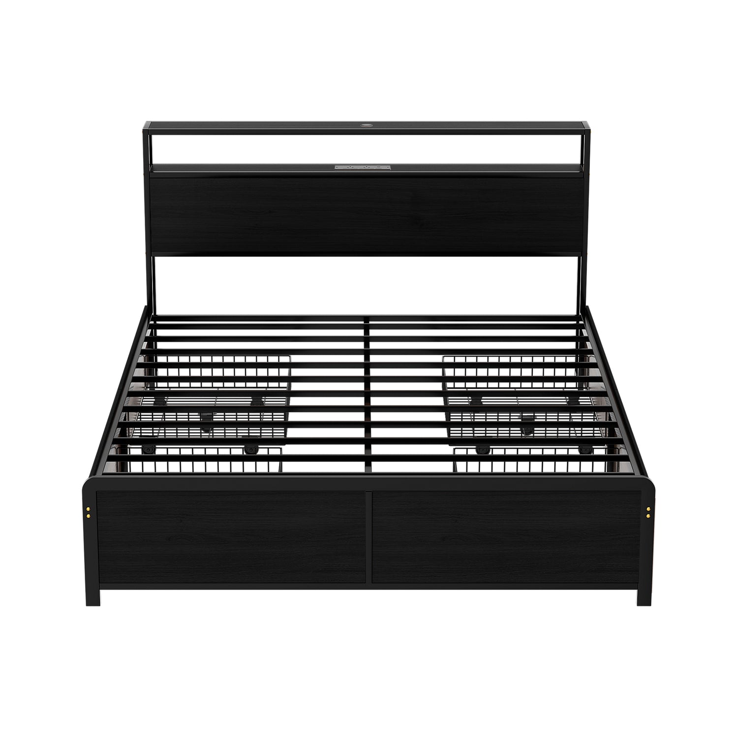 Artiss Metal Bed Frame Queen Size Storage Headboard Charge Station LED 4 Drawers-Furniture > Bedroom > Beds &amp; Bed Frames-PEROZ Accessories