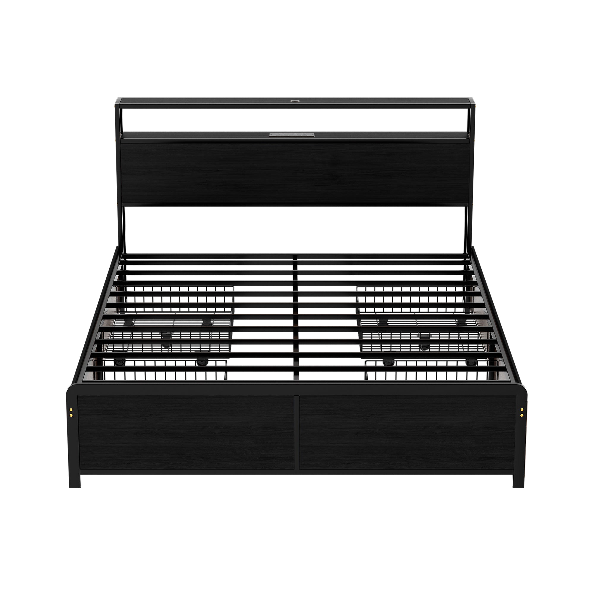 Artiss Metal Bed Frame Queen Size Storage Headboard Charge Station LED 4 Drawers-Furniture > Bedroom > Beds &amp; Bed Frames-PEROZ Accessories