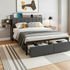 Artiss Metal Bed Frame Double Size with 2-Tier Hidden Storage with Charging Station-Furniture > Bedroom > Beds & Bed Frames-PEROZ Accessories