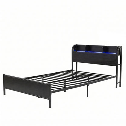 Artiss Bed Frame Single Size with Storage Shelf Headboard Charging Station GRID