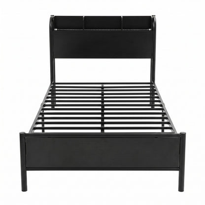 Artiss Bed Frame Single Size with Storage Shelf Headboard Charging Station GRID