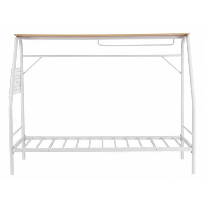 Artiss Single House Bed Frame Metal Canopy Bed Storage Shelf for Kids White-Furniture > Bedroom > Beds &amp; Bed Frames-PEROZ Accessories