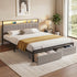 Artiss Metal Bed Frame King Size LED Charging Station 2 Drawers-Furniture > Bedroom > Beds & Bed Frames-PEROZ Accessories