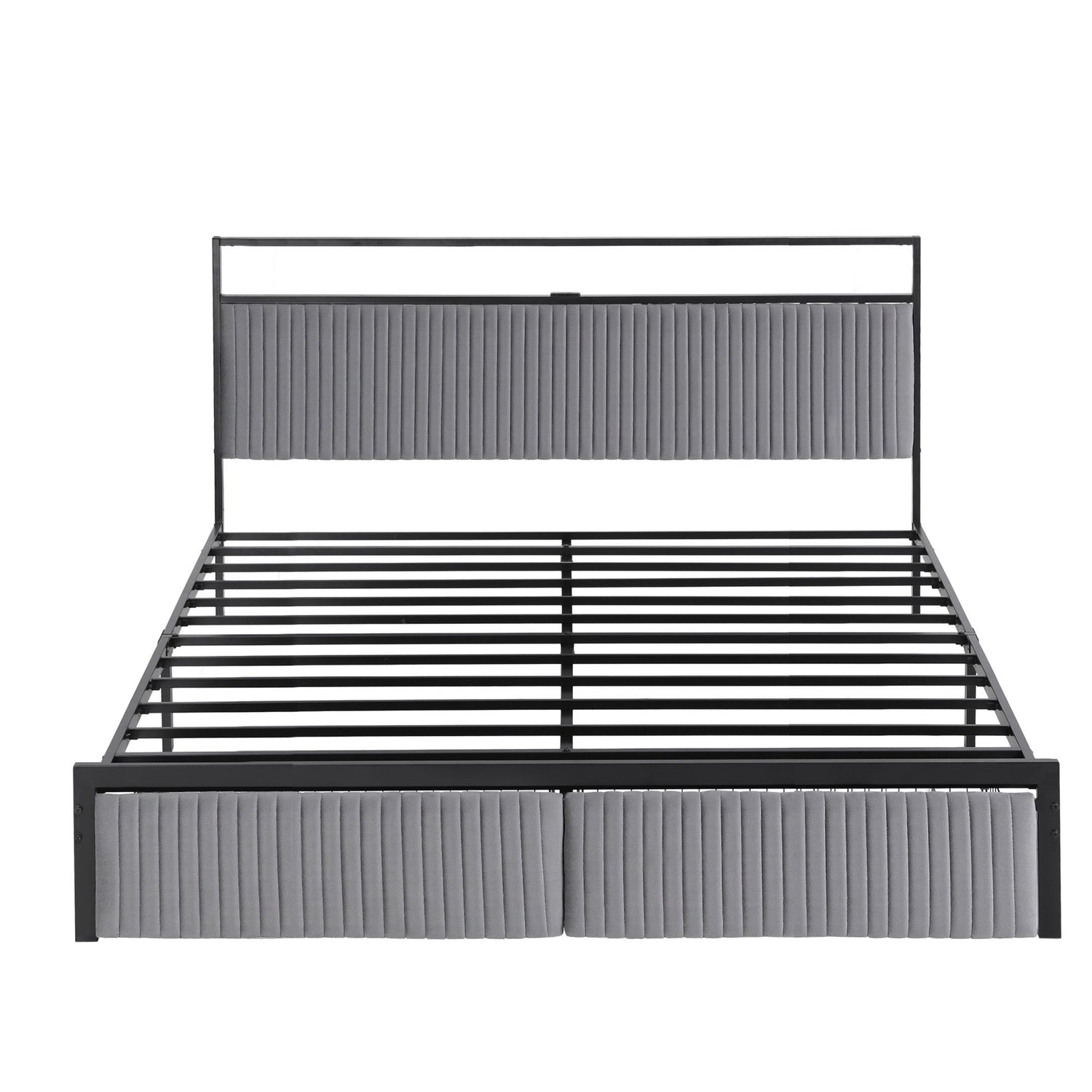 Artiss Metal Bed Frame King Size LED Charging Station 2 Drawers-Furniture > Bedroom > Beds &amp; Bed Frames-PEROZ Accessories