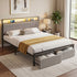 Artiss Metal Bed Frame Queen Size LED Charging Station 2 Drawers-Furniture > Bedroom > Beds & Bed Frames-PEROZ Accessories