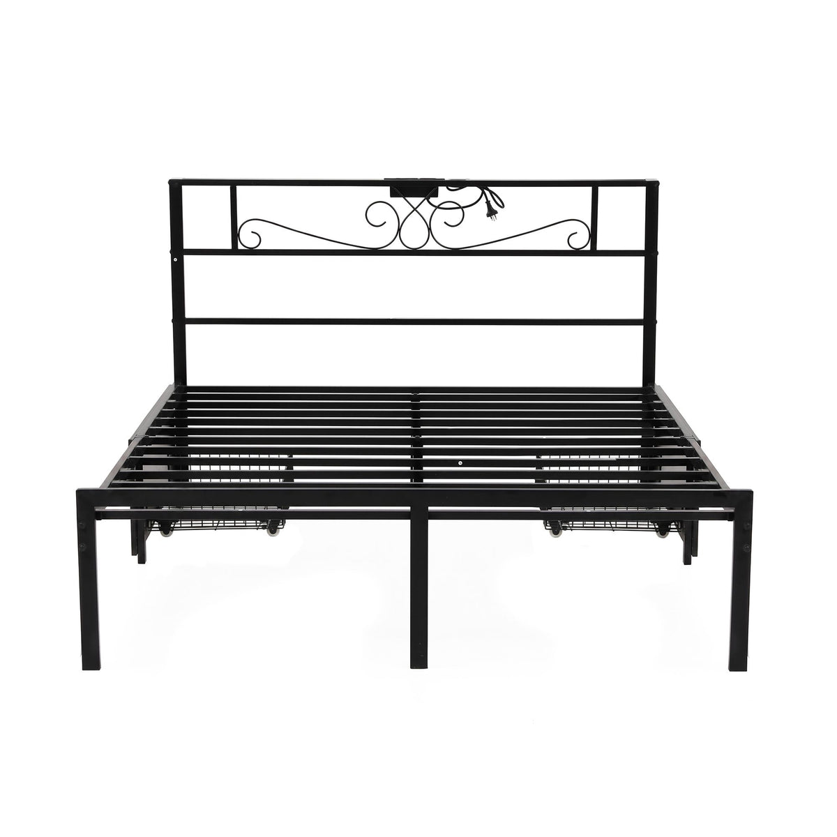 Artiss Double Bed Frame with Charging Station &amp; Storage Drawers Metal