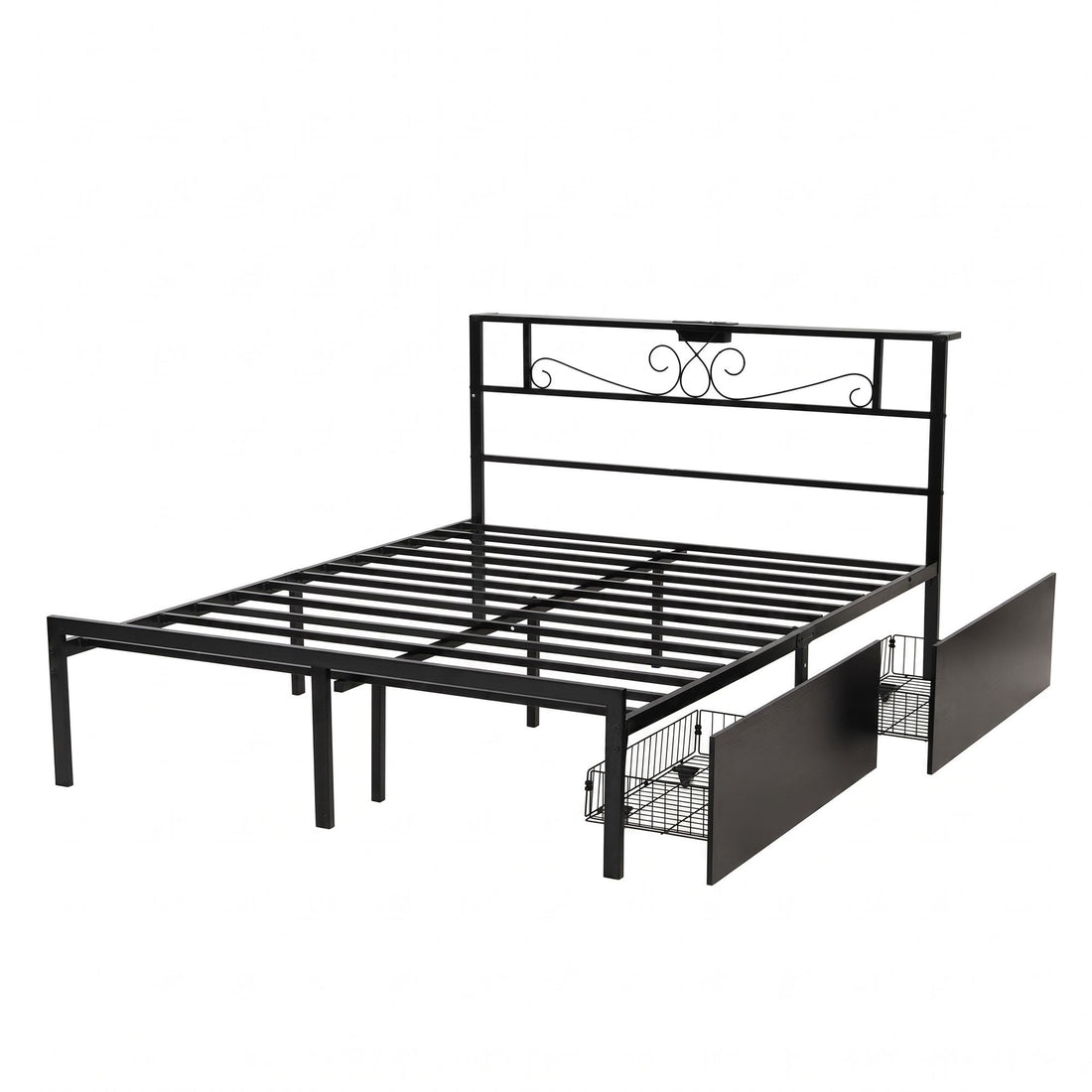 Artiss Queen Bed Frame with Charging Station &amp; Storage Drawers Metal-Furniture > Bedroom > Beds &amp; Bed Frames-PEROZ Accessories
