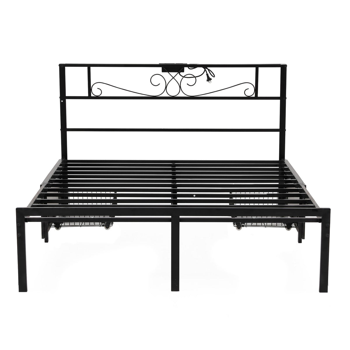 Artiss Queen Bed Frame with Charging Station &amp; Storage Drawers Metal