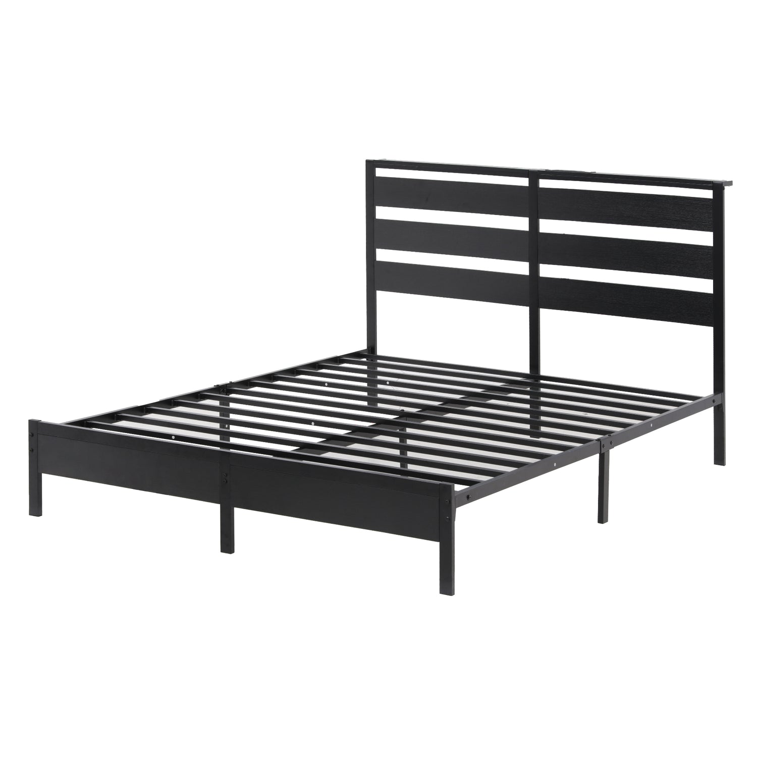 Artiss Bed Frame Double Size LED Metal Bed Base with Charging Station-Furniture > Bedroom > Beds &amp; Bed Frames-PEROZ Accessories