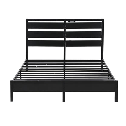 Artiss Bed Frame Double Size LED Metal Bed Base with Charging Station-Furniture > Bedroom > Beds &amp; Bed Frames-PEROZ Accessories