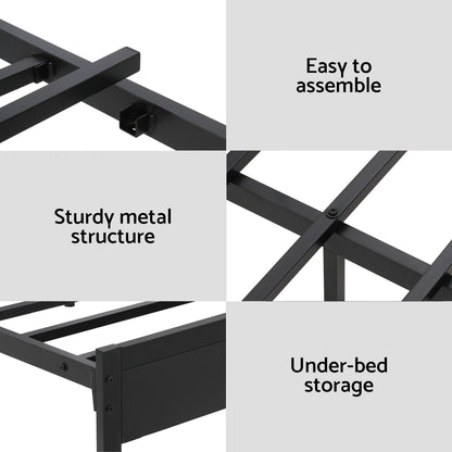 Artiss Bed Frame Double Size LED Metal Bed Base with Charging Station-Furniture > Bedroom > Beds &amp; Bed Frames-PEROZ Accessories