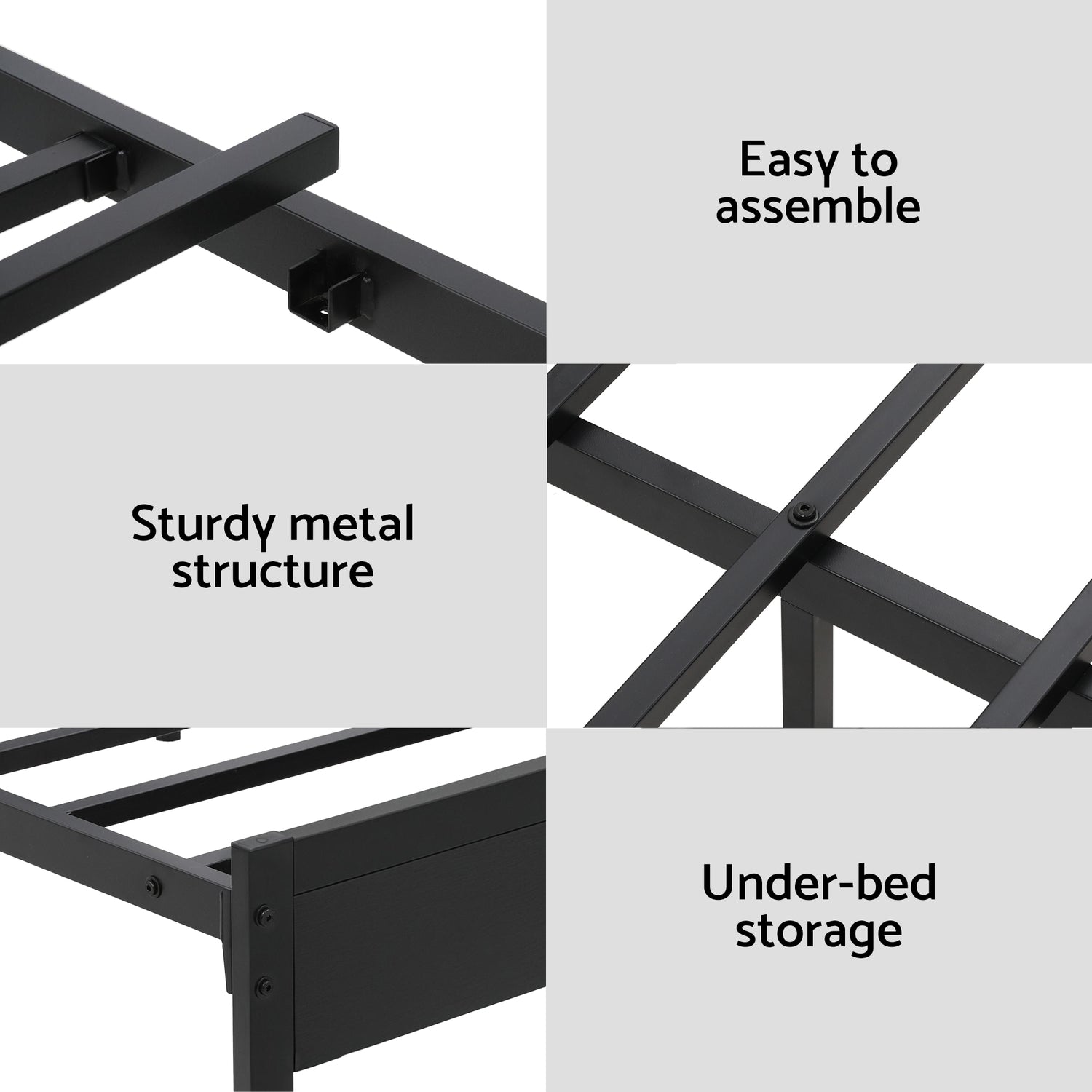 Artiss Bed Frame Queen Size LED Metal Bed Base with Charging Station-Furniture > Bedroom > Beds &amp; Bed Frames-PEROZ Accessories