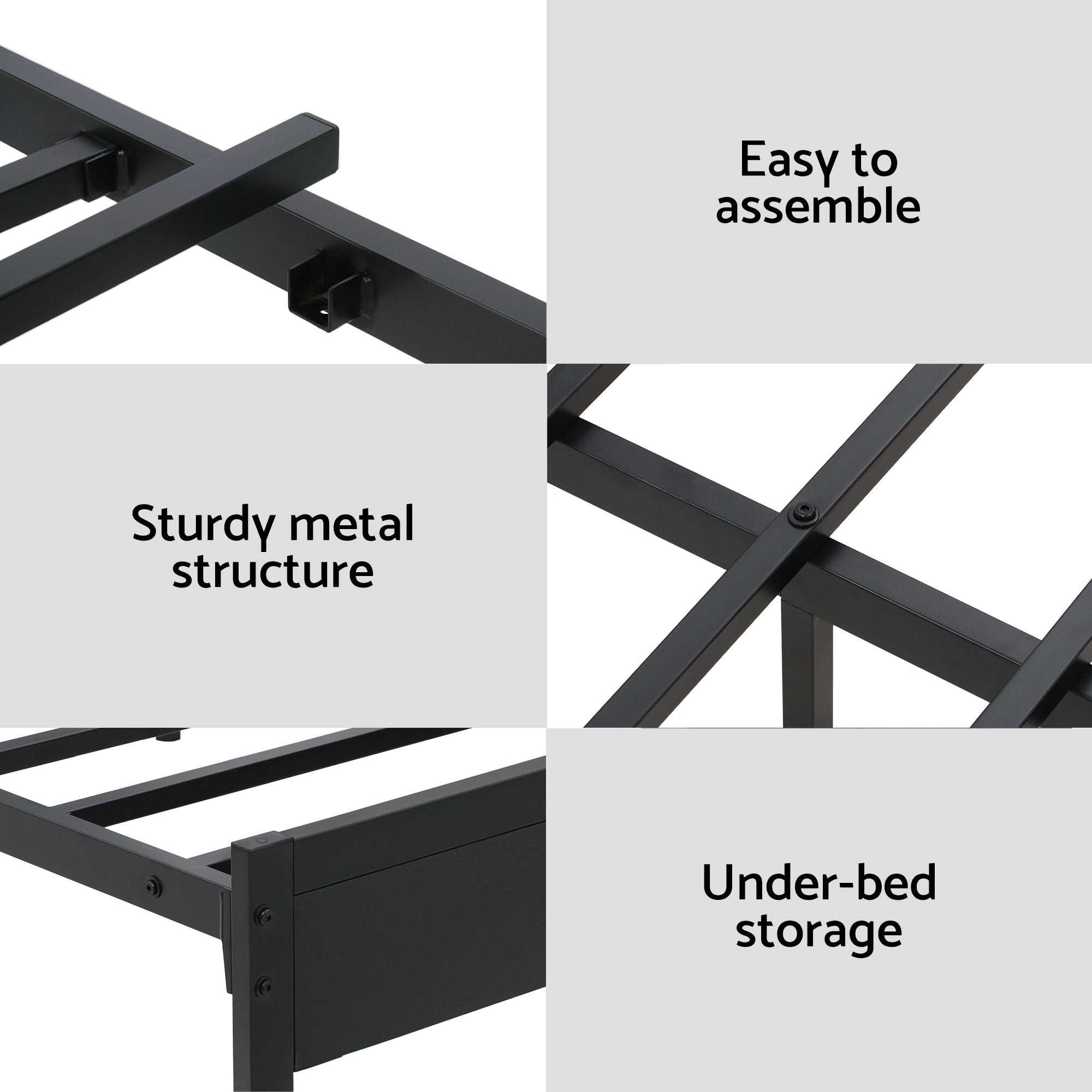 Artiss Bed Frame Queen Size LED Metal Bed Base with Charging Station-Furniture > Bedroom > Beds &amp; Bed Frames-PEROZ Accessories