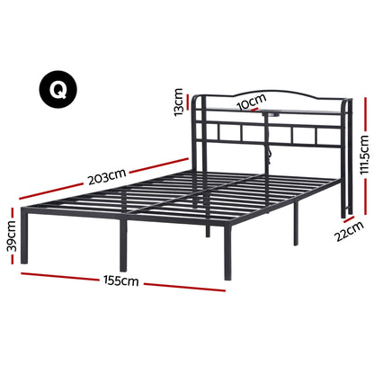 Artiss Bed Frame Queen Size with Charging Station WAVE-Furniture > Bedroom > Beds &amp; Bed Frames-PEROZ Accessories