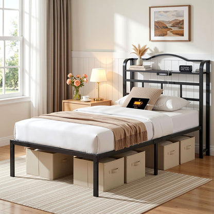 Artiss Bed Frame Single Size with Charging Station WAVE-Furniture > Bedroom > Beds &amp; Bed Frames-PEROZ Accessories