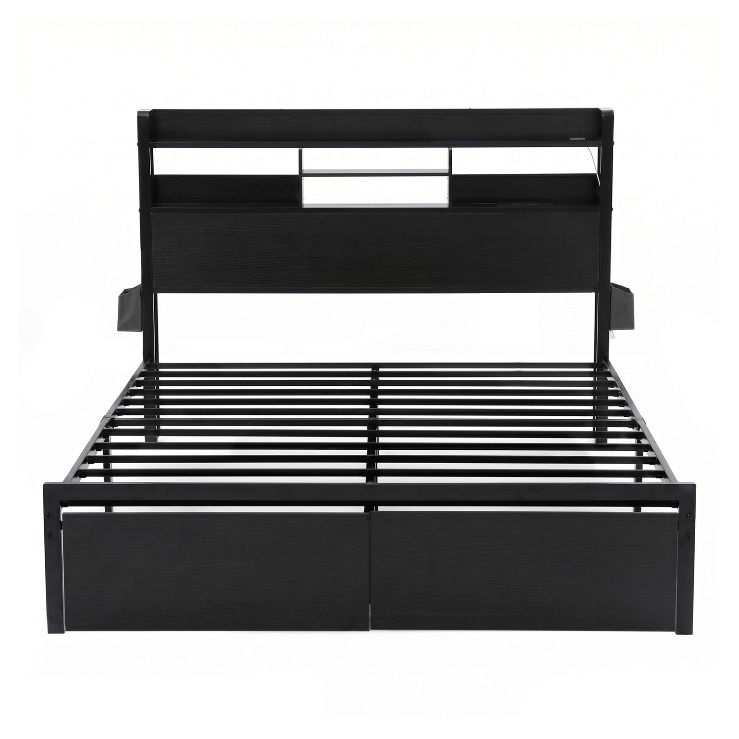 Artiss Bed Frame King with Charging Station Storage Organizer Drawers LED ZAC