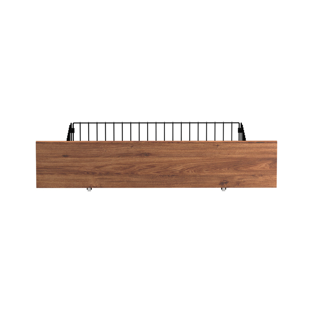 Oikiture 2x Bed Frame Storage Drawers with Wheels Metal Brown-Bed Drawer-PEROZ Accessories