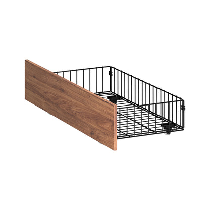 Oikiture 2x Bed Frame Storage Drawers with Wheels Metal Brown-Bed Drawer-PEROZ Accessories
