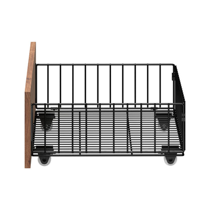 Oikiture 2x Bed Frame Storage Drawers with Wheels Metal Brown-Bed Drawer-PEROZ Accessories