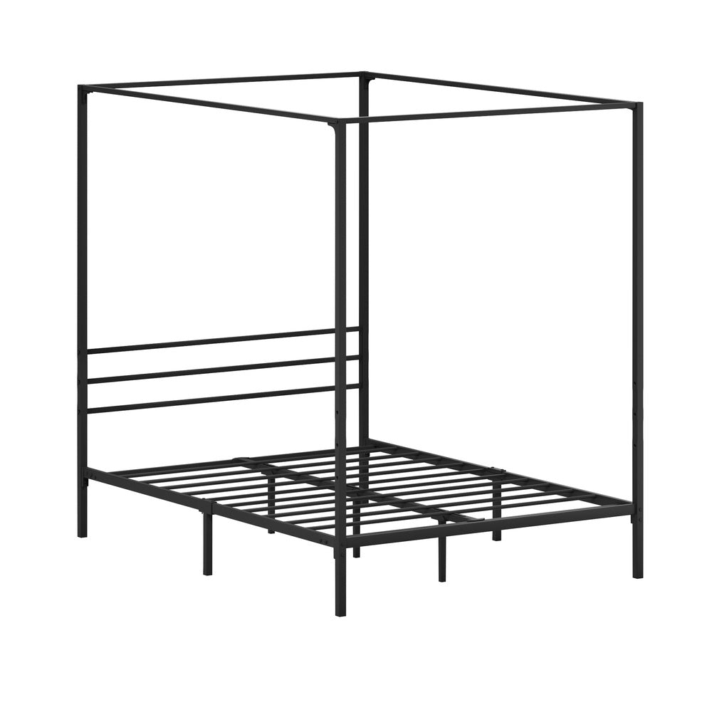 Oikiture Metal Canopy Bed Frame Double Size Platform-Metal Bed Frames-PEROZ Accessories