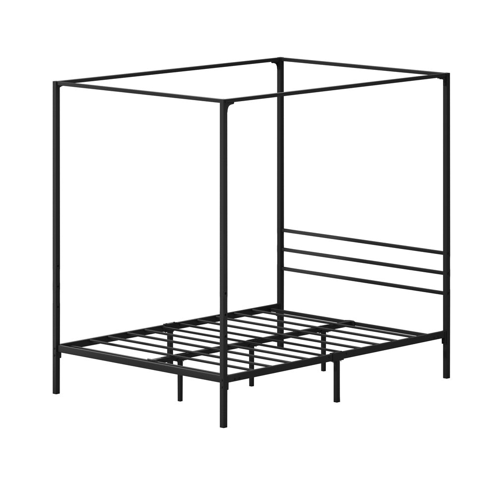 Oikiture Metal Canopy Bed Frame Double Size Platform-Metal Bed Frames-PEROZ Accessories