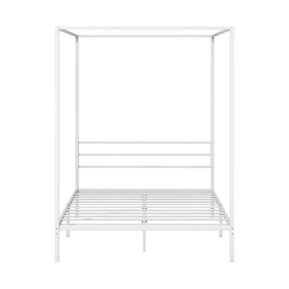 Oikiture Metal Canopy Bed Frame Double Size White-Metal Bed Frames-PEROZ Accessories