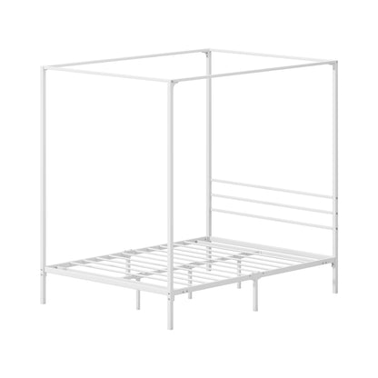 Oikiture Metal Canopy Bed Frame Double Size White-Metal Bed Frames-PEROZ Accessories