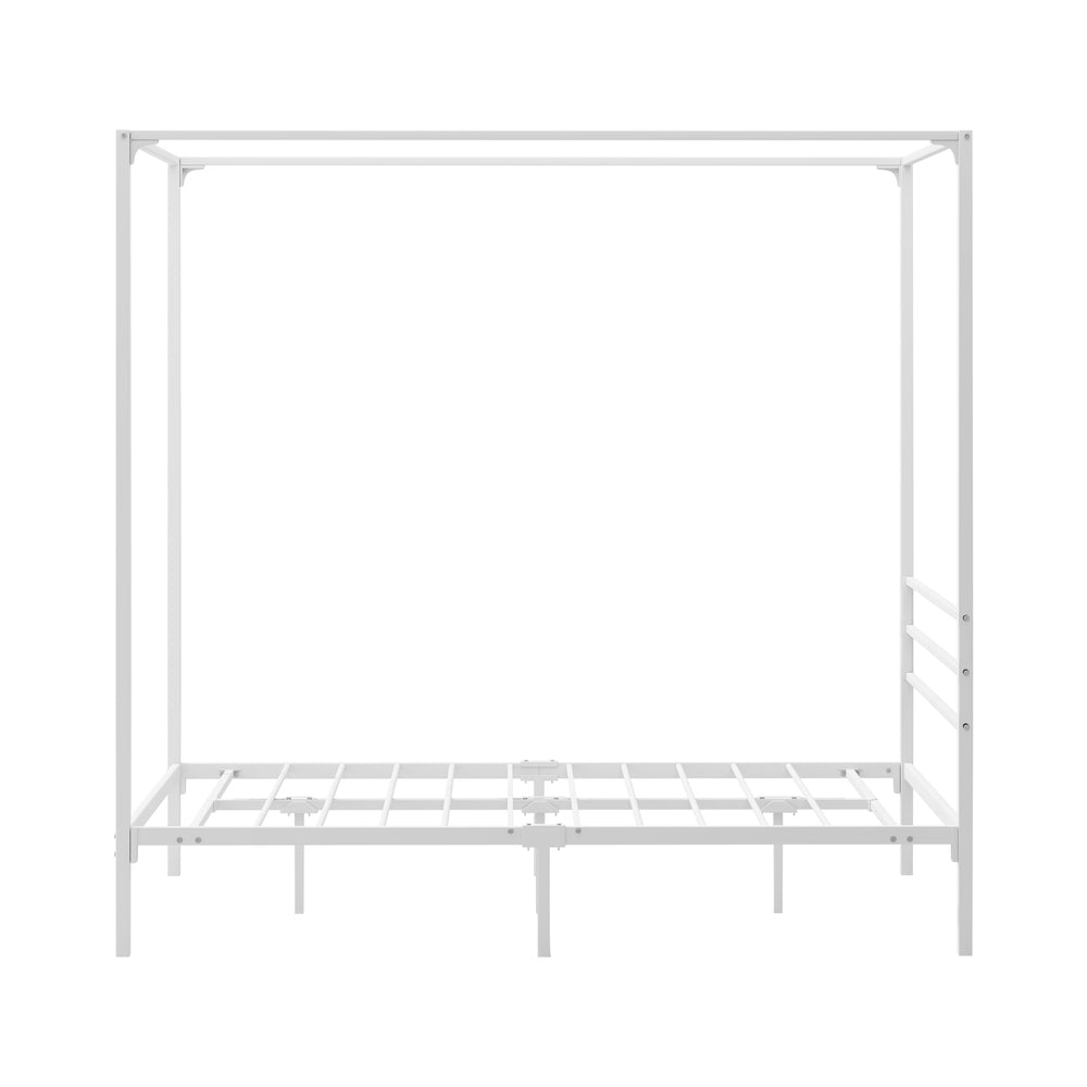 Oikiture Metal Canopy Bed Frame Double Size White-Metal Bed Frames-PEROZ Accessories