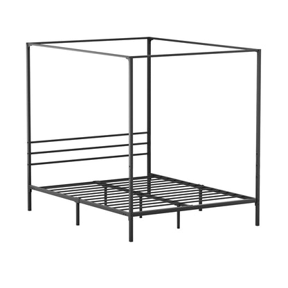Oikiture Metal Canopy Bed Frame Queen Size Platform-Metal Bed Frames-PEROZ Accessories