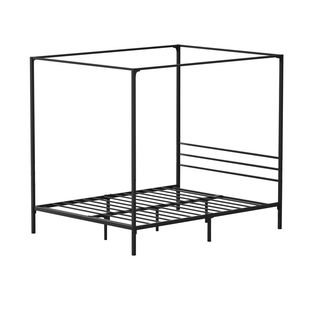 Oikiture Metal Canopy Bed Frame Queen Size Platform-Metal Bed Frames-PEROZ Accessories