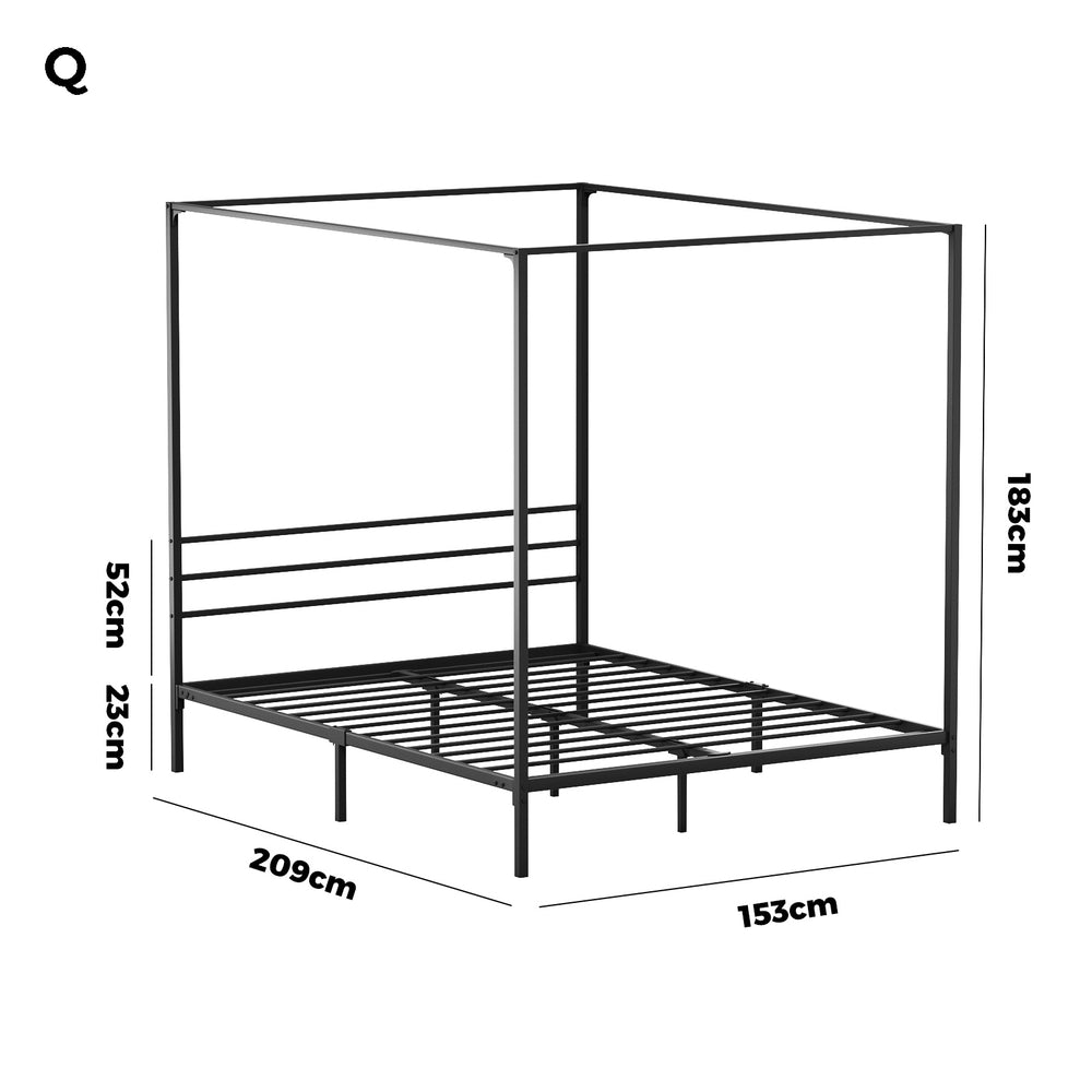 Oikiture Metal Canopy Bed Frame Queen Size Platform-Metal Bed Frames-PEROZ Accessories