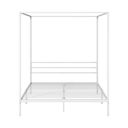 Oikiture Metal Canopy Bed Frame Queen Size White-Metal Bed Frames-PEROZ Accessories