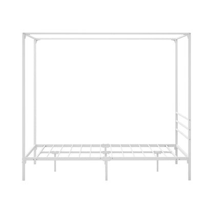 Oikiture Metal Canopy Bed Frame Queen Size White-Metal Bed Frames-PEROZ Accessories