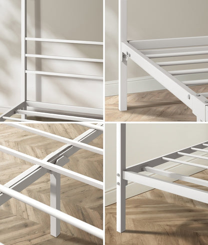 Oikiture Metal Canopy Bed Frame Queen Size White-Metal Bed Frames-PEROZ Accessories