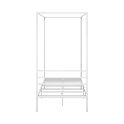 Oikiture Metal Canopy Bed Frame Single Size White-Metal Bed Frames-PEROZ Accessories