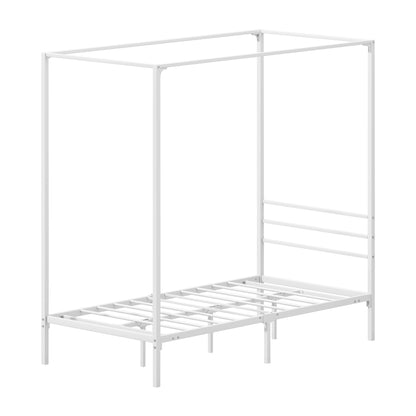 Oikiture Metal Canopy Bed Frame Single Size White-Metal Bed Frames-PEROZ Accessories