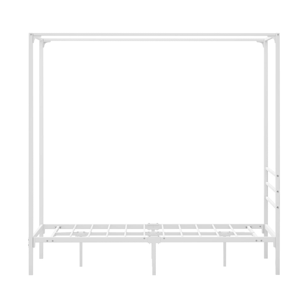 Oikiture Metal Canopy Bed Frame Single Size White-Metal Bed Frames-PEROZ Accessories