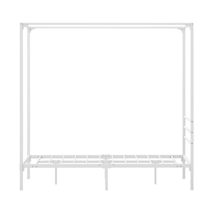 Oikiture Metal Canopy Bed Frame Single Size White-Metal Bed Frames-PEROZ Accessories