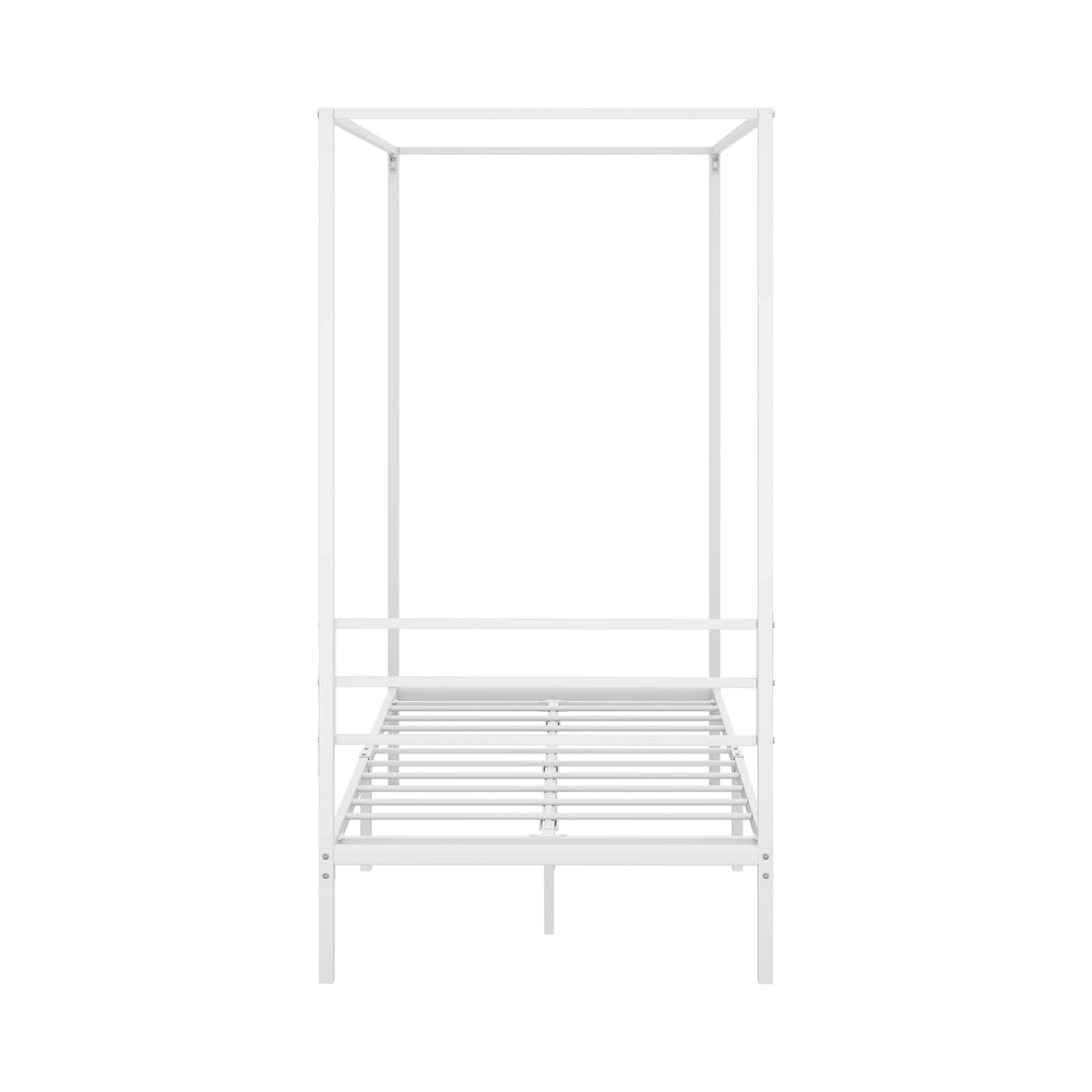 Oikiture Metal Canopy Bed Frame Single Size White-Metal Bed Frames-PEROZ Accessories