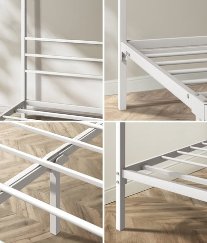 Oikiture Metal Canopy Bed Frame Single Size White-Metal Bed Frames-PEROZ Accessories