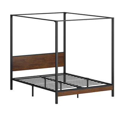 Oikiture Metal Canopy Bed Frame Double Size Beds Platform-Metal Bed Frames-PEROZ Accessories