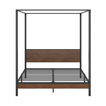 Oikiture Metal Canopy Bed Frame Double Size Beds Platform-Metal Bed Frames-PEROZ Accessories