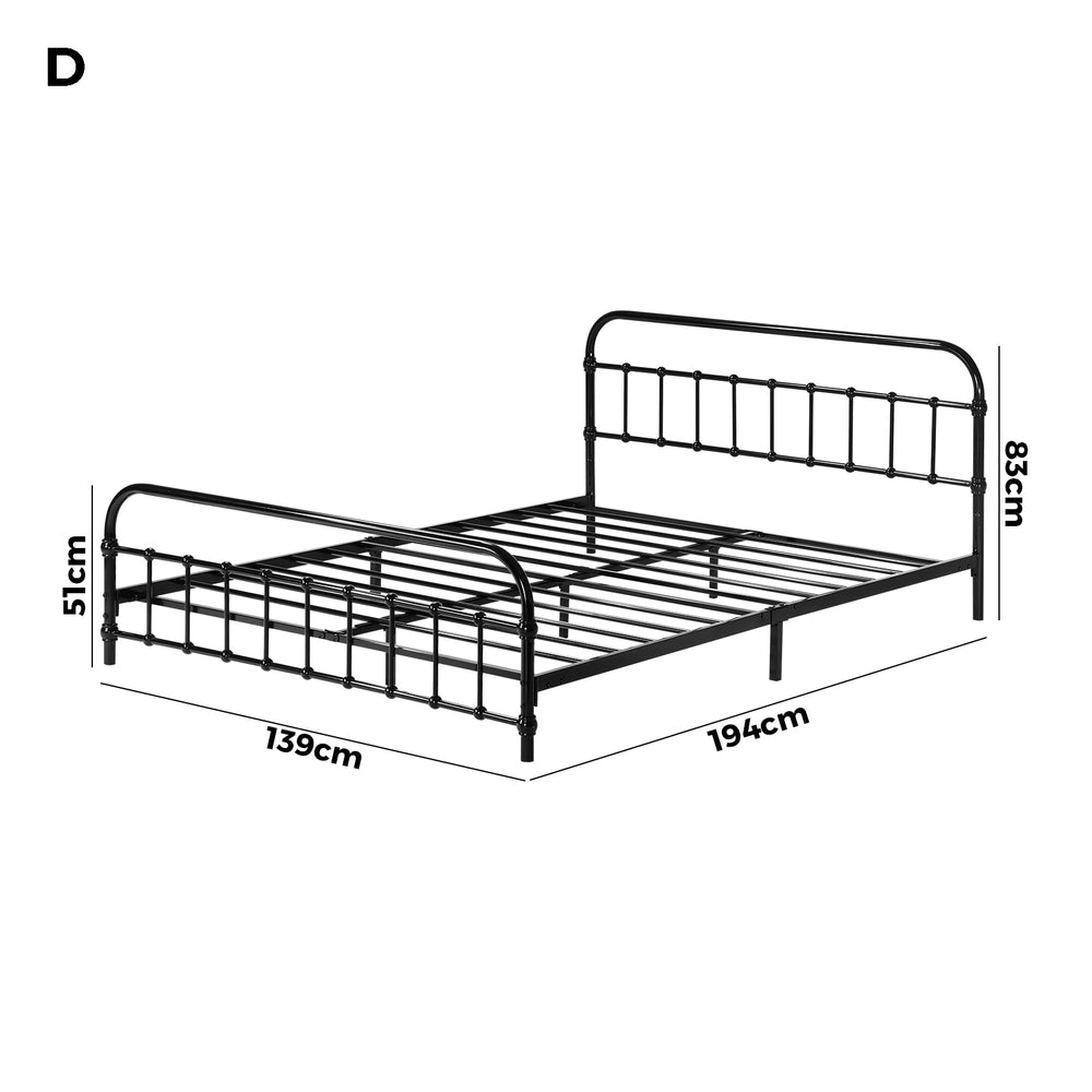 Oikiture Metal Bed Frame Double Size Bed Base Platform-Metal Bed Frames-PEROZ Accessories