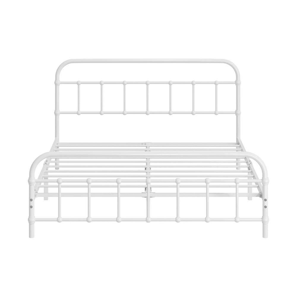 Oikiture Bed Frame Metal Double Size Bed Platform White-Metal Bed Frames-PEROZ Accessories