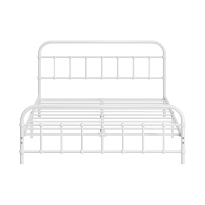 Oikiture Bed Frame Metal Double Size Bed Platform White-Metal Bed Frames-PEROZ Accessories