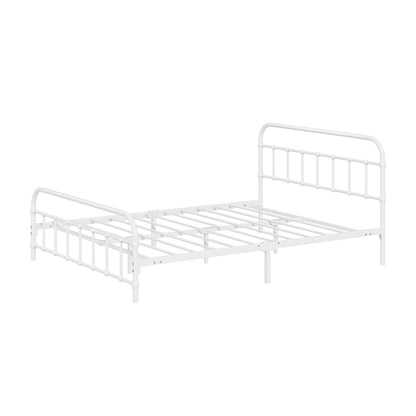 Oikiture Bed Frame Metal Double Size Bed Platform White-Metal Bed Frames-PEROZ Accessories